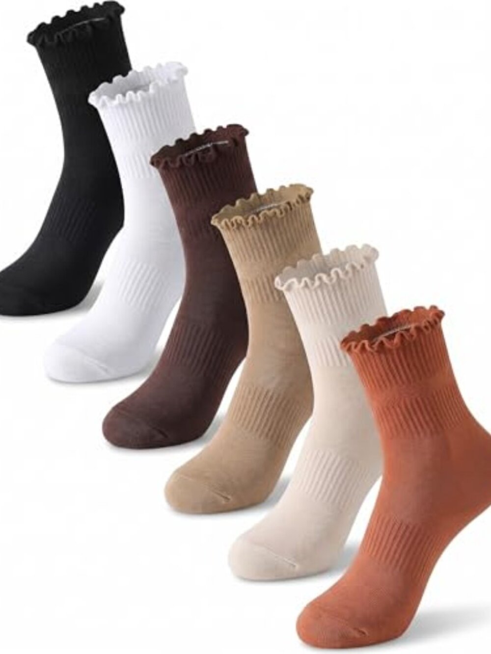 Womens & Men Ruffle Cotton Socks Casual Breathable Crew Running Frilly Cozy